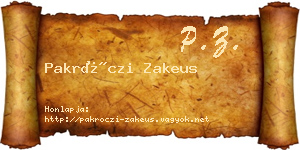 Pakróczi Zakeus névjegykártya